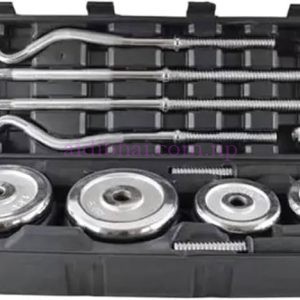 55 kg Dumbbell Set With EZ Curl Bar Chrome Coated Iron Dumbbell With Barbell Set