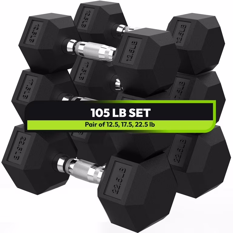 Fixed Dumbbells Rubber Coated Hex Dumbbells – 10KG Pair
